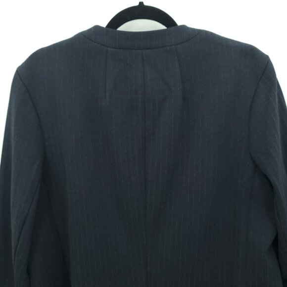 Spanx Collarless Oversize Ponte Knit Blazer L Navy Blue Pinstripe - Picture 11 of 16